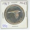 Image 1 : 1967 Canadian Silver Dollar. One year type Canada Goose. MS-63. Lustrous.