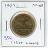 Image 1 : 1987 Canadian Loonie Dollar. The first loonie issued. MS-63 from an original Royal Canadian Mint rol