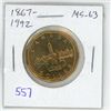Image 1 : 1867 – 1992 Canadian Confederation Loonie Dollar. MS-63 from an original Royal Canadian Min