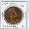 Image 1 : 1953 Queen Elizabeth Coronation medal. Bronze. BU.