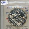 Image 1 : 1989 Specimen Silver Dollar. Commemorates the 200th Anniversary of Alexander Mackenzie paddling down