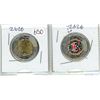 Image 1 : Lot of two collectible Canadian $2.00 toonies - Bill Reid, color and non-color variety