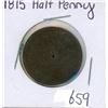 Image 1 : 1815 1/2 penny token, hole punched in centre