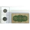 Image 2 : Canadian currency - 1923 shinplaster, 1973 RCMP $0.25, 2023 $0.50