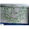 Image 2 : 1930s/40s Green depression era 7-Piece berry bowl set. Very fine, lightweight Vaseline-type glass, w
