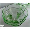Image 4 : 1930s/40s Green depression era 7-Piece berry bowl set. Very fine, lightweight Vaseline-type glass, w