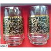Image 2 : Set of 8 heavily-decorated 22k gold-trimmed MCM Retro drinking glasses, in the original box, Dominio