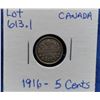 Image 1 : 1916 Canada 5-Cent Coin
