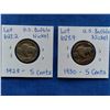 Image 2 : Pair of United States Buffalo nickels, 1928 & 1930