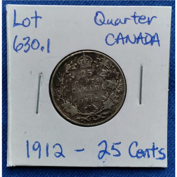 1912 Canada Quarter, 25 Cents