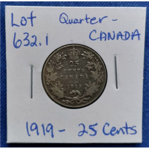 1919 Canada Quarter, 25 Cents