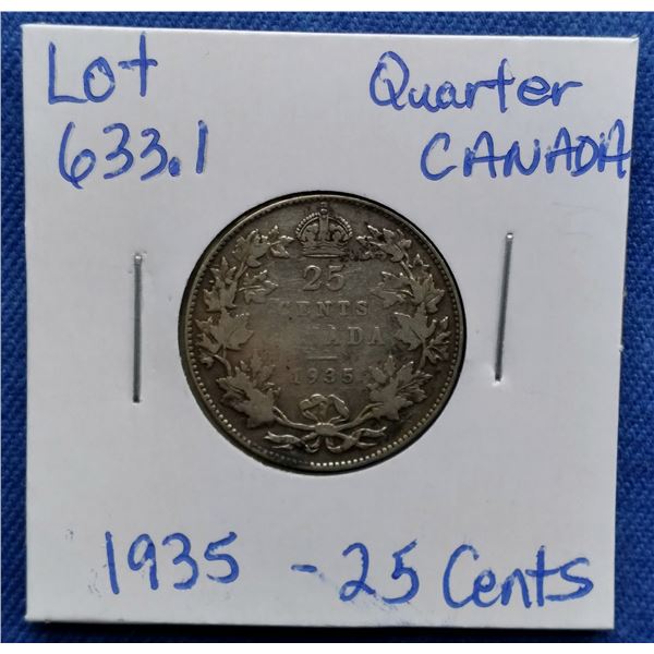 1935 Canada Quarter, 25 Cents