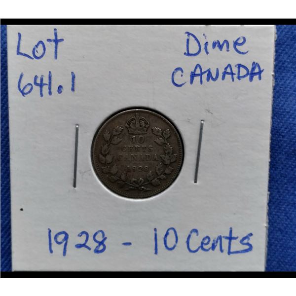 1928 Canada Dime, 10 Cents