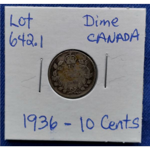 1936 Canada Dime, 10 Cents