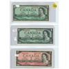 Image 1 : 2 X 1954 Canadian $1.00 replacement bills *, $2.00 two dollar bill