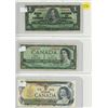 Image 1 : Lot of three Canadian $1.00 One Dollar Bills - 1937, 1954, 1973