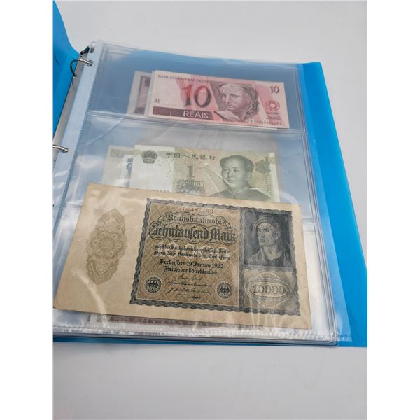 Collection of foreign notes - Germany, Brazil, Nicaragua, Mexico etc.
