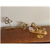 Image 1 : Gold plated cat clock, and hummingbird ornament