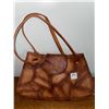 Image 1 : Small, leather, tooled hand bag