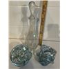 Image 1 : Beautiful art glass, knotted spheres and decanter with stopper. All have beautiful iridescent finish