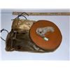 Image 3 : Vintage, seal skin bag, with leather tie, and seal ornament