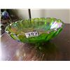 Image 2 : Green, vintage, carnival glass, footed fruit bowl