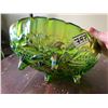 Image 4 : Green, vintage, carnival glass, footed fruit bowl