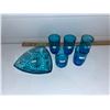 Image 1 : Collection of vintage, blue, glass pieces