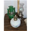 Image 1 : 3 oil lamps. Milk glass one has no shade