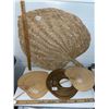 Image 1 : Vintage, hand weaved, fans and roll of reed for crafting