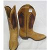 Image 1 : Vintage Leather Cowboy Boots with Native Chief Design size 8