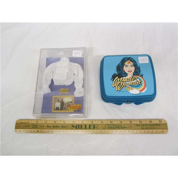 Lot of 2 items Mini Seinfeld Puffy Shirt and Wonder Woman Lunch Box