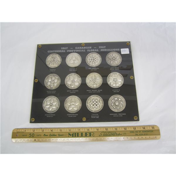 1867-1967 Centennial Provincial Flowers Medallions  Set