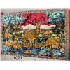 Image 4 : Beautiful, vintage, Deer, tapestry wall hanging/rug with fringe