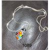 Image 1 : Millefiori glass, silver, pendent necklace, marked 925, with  silver chain