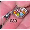 Image 4 : Millefiori glass, silver, pendent necklace, marked 925, with  silver chain