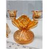Image 4 : Iris and Herring bone, peach glass sugar dish & candle holder