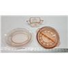 Image 2 : Pink depression glass dishware's - sugar dish, serving dishes, etc.