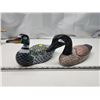 Image 1 : 2 Wooden painted duck & goose figurines