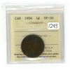 Image 1 : 1894 ICCS graded, Canadian large cent coin - VF30