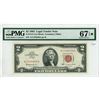 Image 1 : 1963 PMG graded, USA 2 dollar bill - Granahan/Dillon - A11184556A - UNC 67