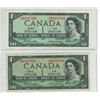 Image 2 : 4 - 1954 Canadian 1 dollar replacement bills - Beattie/Rasminsky - Same B/M prefixes, diff serial #'