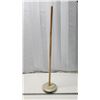 Image 1 : Stoneware butter churn lid, w/ wooden stirrer - 39.5"H
