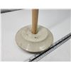 Image 2 : Stoneware butter churn lid, w/ wooden stirrer - 39.5"H