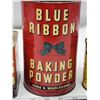 Image 3 : 3 Vintage tins - Blue Ribbon baking powder, Riley's and Coleman measuring can