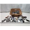 Image 1 : Wicker basket, filled w/ assorted model motorcycles