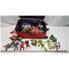 Image 1 : Red luggage bag - filled w/ vintage toys - lots of He-man