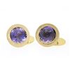 Image 1 : Men's Vintage 14K Yellow Gold 8 ctw Round Bezel Amethyst Polished Frame Cuff Lin