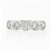Image 4 : NEW Custom Made Platinum 1.19 ctw Bezel Diamond 5 Stone Classic Wedding Band Rin