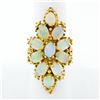 Image 1 : Vintage 14k Yellow Gold Oval Cabochon Opal Large Open Beaded Work Cocktail Ring